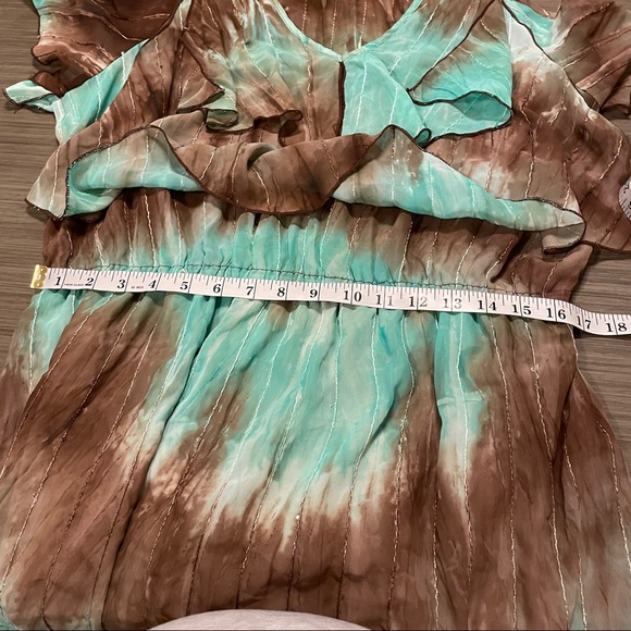 SOLD Sami & Jo Blue & Brown Cold Shoulder Dress - Picture 12 of 14